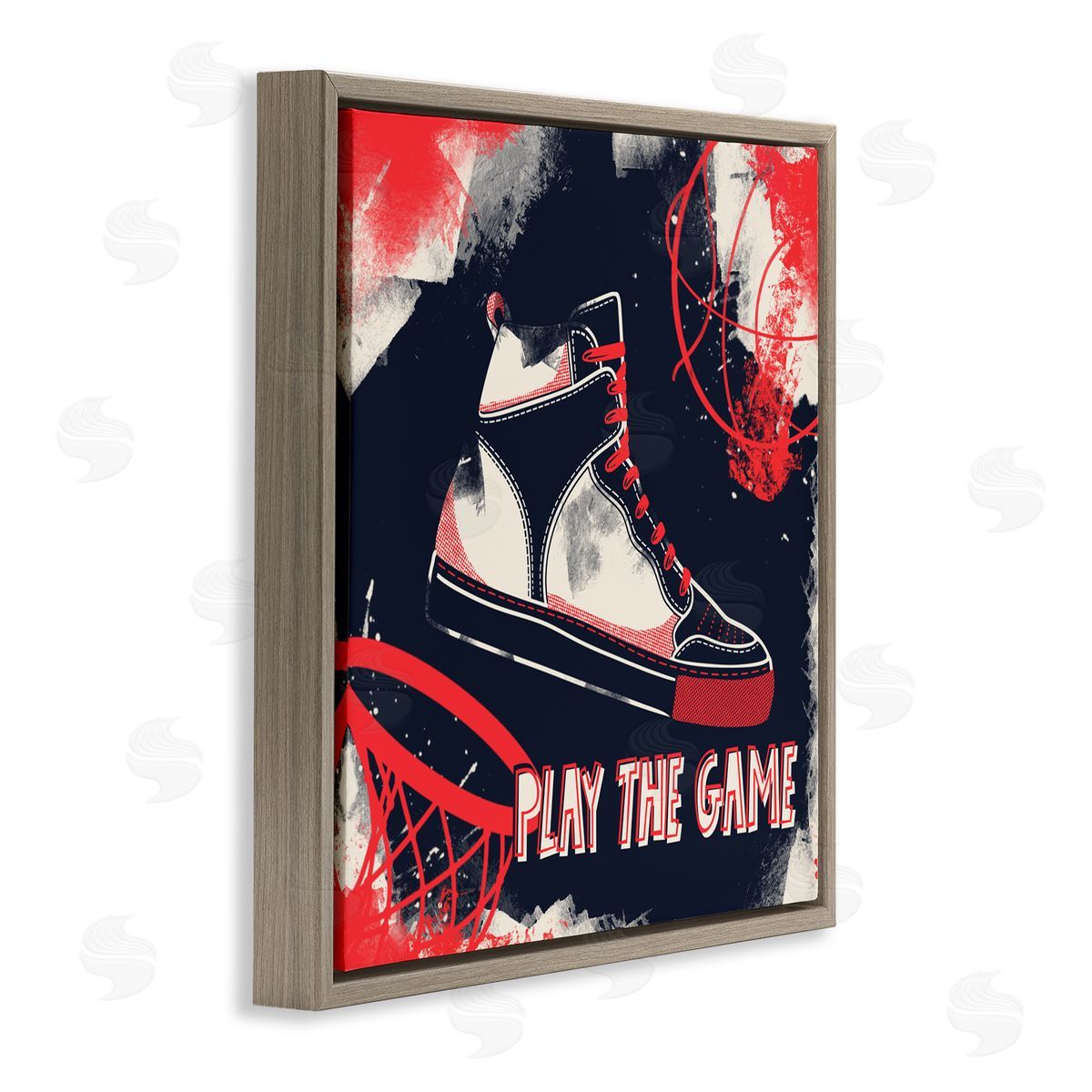 Marcus Prime Play The Game Urban Graffiti Brown Floating Frame Canvas Art Print