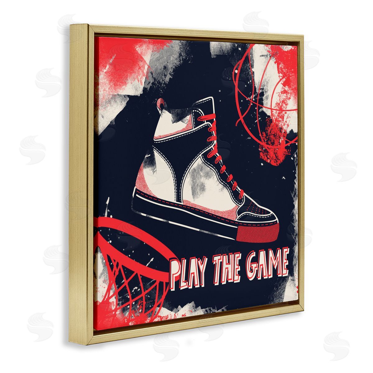 Marcus Prime Play The Game Urban Graffiti Gold Floating Frame Canvas Art Print