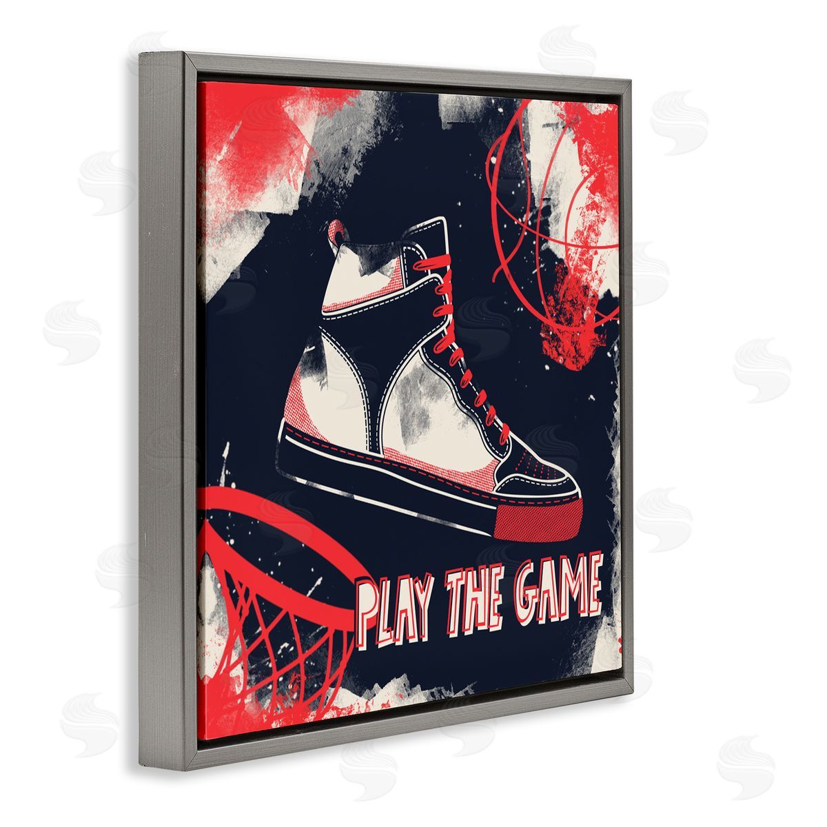 Marcus Prime Play The Game Urban Graffiti Gray Floating Frame Canvas Art Print