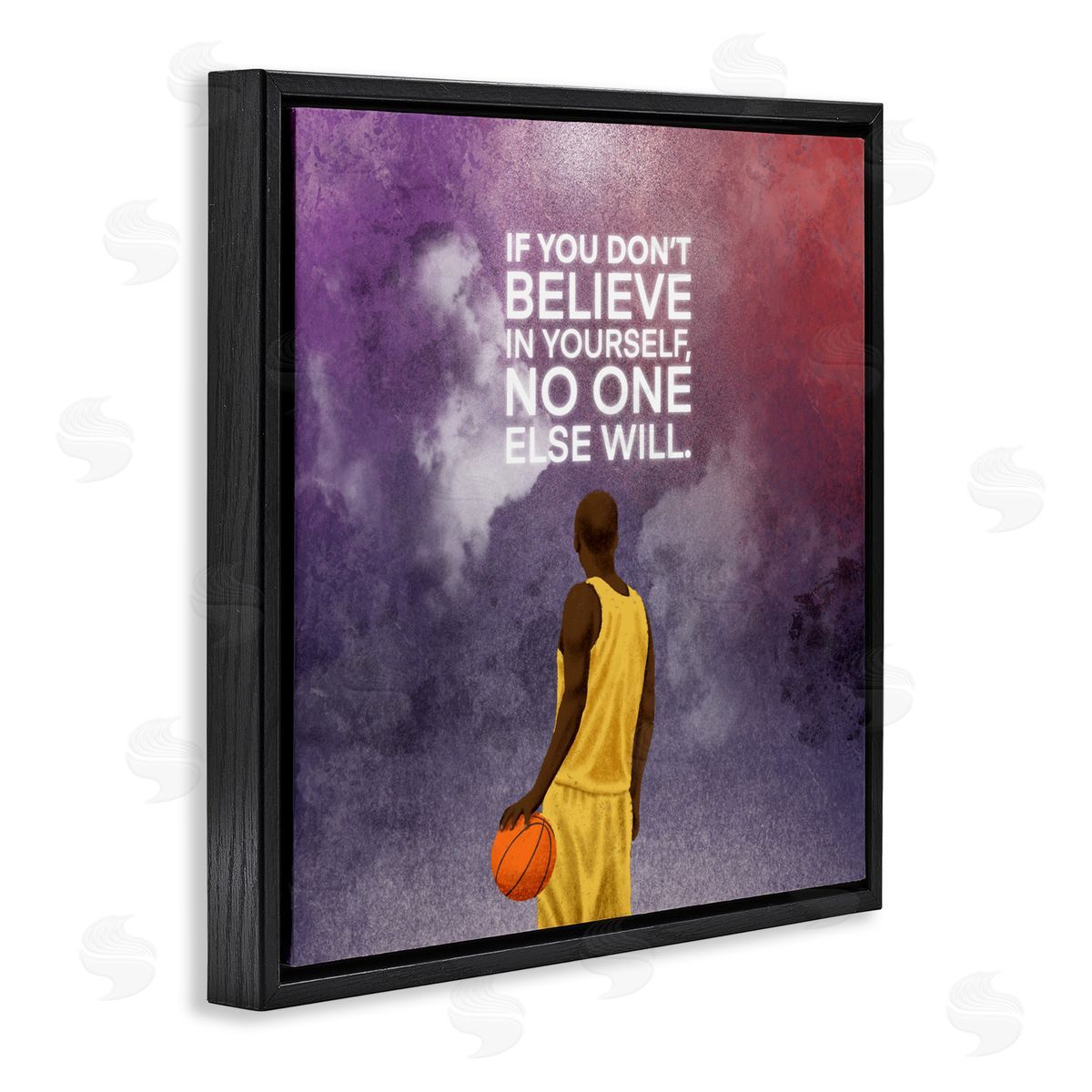 Marcus Prime Believe In Yourself Athlete Quote Black Floating Frame Canvas Wall Art Print