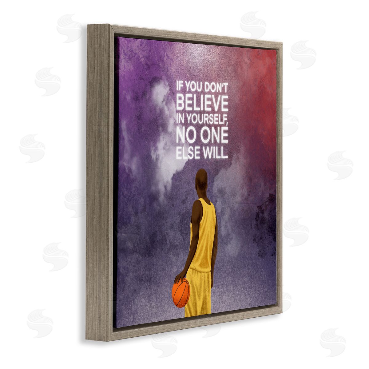 Marcus Prime Believe In Yourself Athlete Quote Brown Floating Frame Canvas Art Print