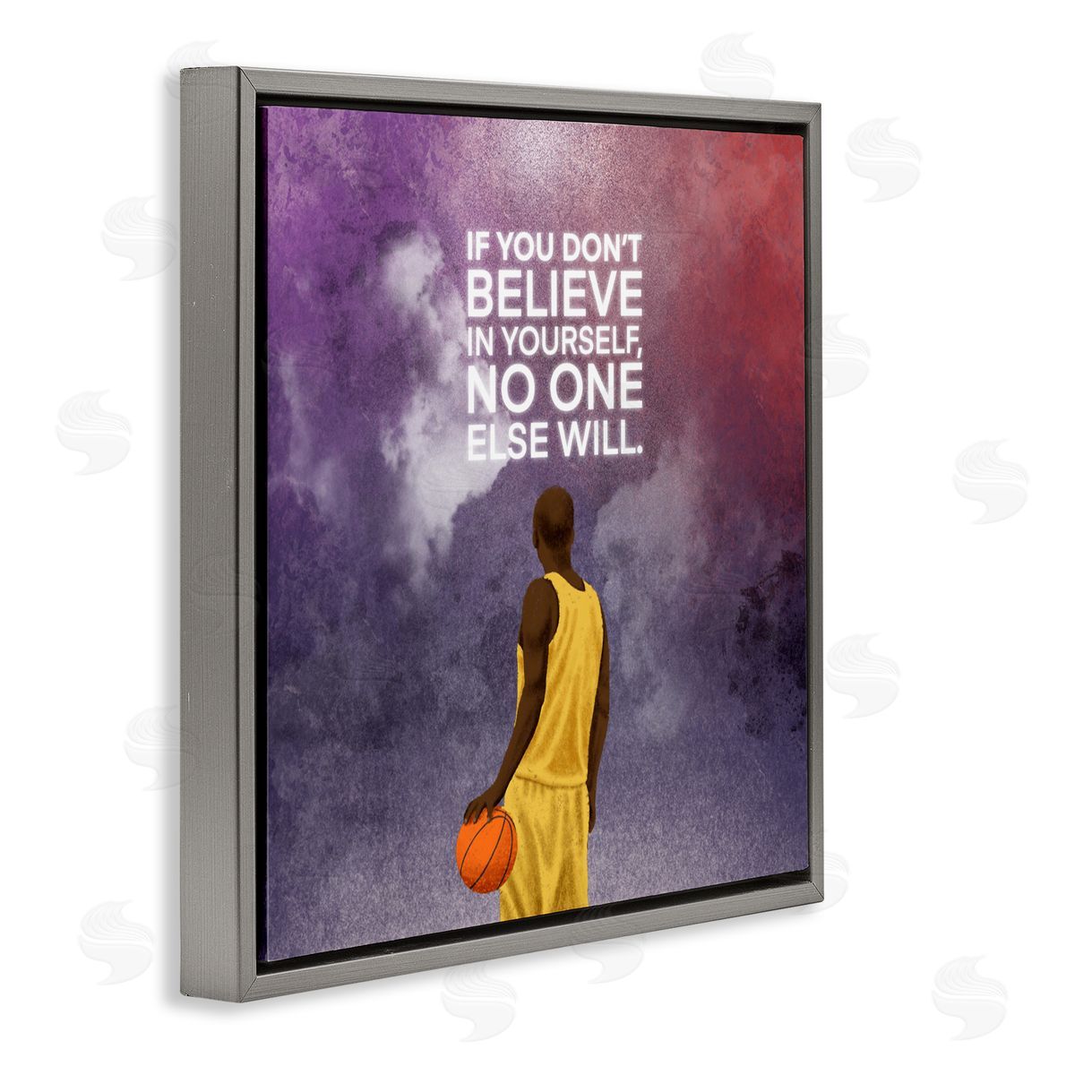 Marcus Prime Believe In Yourself Athlete Quote Gray Floating Frame Canvas Art Print