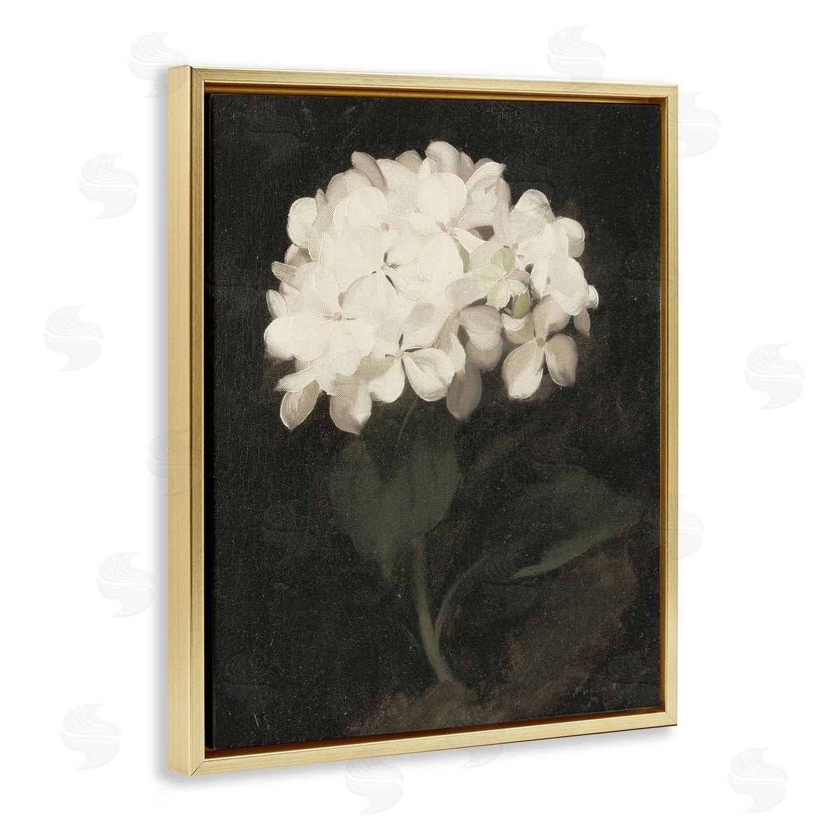 Leah Straatsma White Geranium Cluster Gold Floating Frame Canvas Art Print