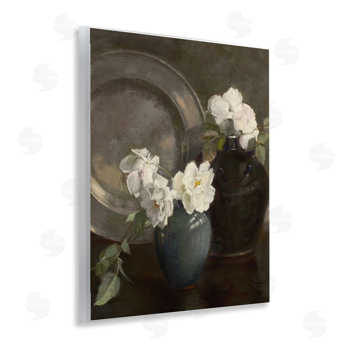 Leah Straatsma Peony Still Life with Plate Wall Plaque Art Print