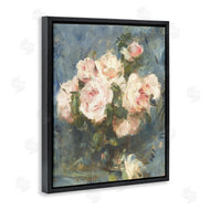 Leah Straatsma | Vintage Pink Roses Blue Background