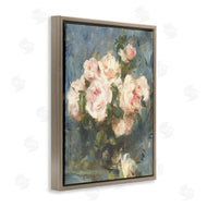 Leah Straatsma | Vintage Pink Roses Blue Background