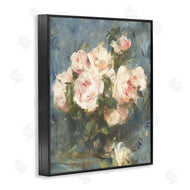 Leah Straatsma | Vintage Pink Roses Blue Background