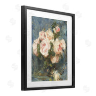 Leah Straatsma | Vintage Pink Roses Blue Background