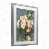 Leah Straatsma | Vintage Pink Roses Blue Background
