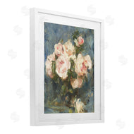 Leah Straatsma | Vintage Pink Roses Blue Background