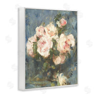 Leah Straatsma | Vintage Pink Roses Blue Background