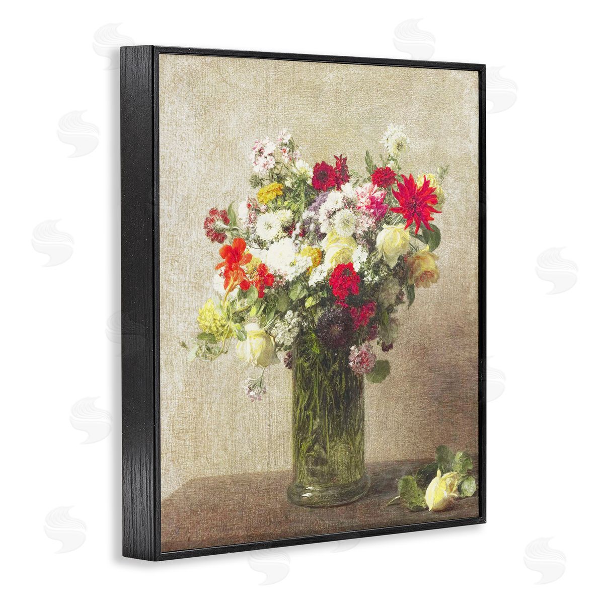 Leah Straatsma Yellow And Red Vintage Florals Black Framed Giclee Art Print