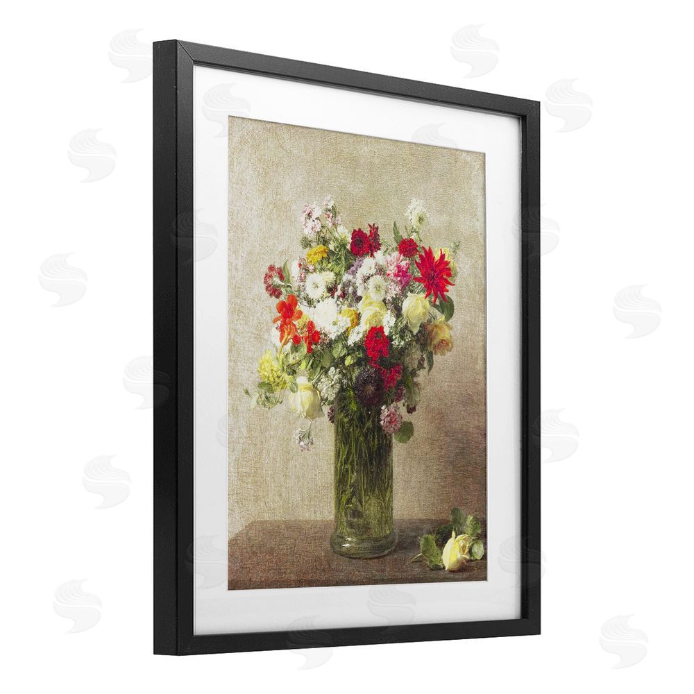 Leah Straatsma Yellow And Red Vintage Florals Black Framed Print Under Glass Art