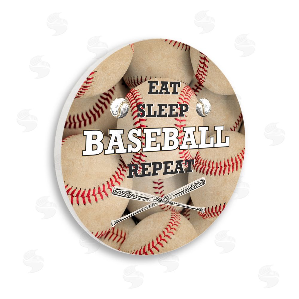 Kim Allen Eat Sleep Baseball Repeat Wall Plaque Art Print