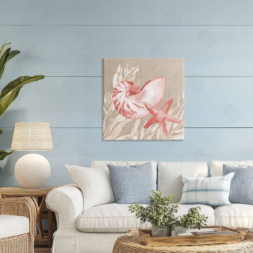 Paul Brent Peach Tampico Shells Printed Wall Art in Room