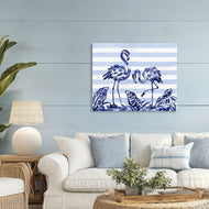 Paul Brent | Indigo Brushstroke Flamingos
