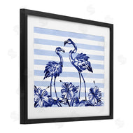 Paul Brent | Indigo Flamingos over Stripes