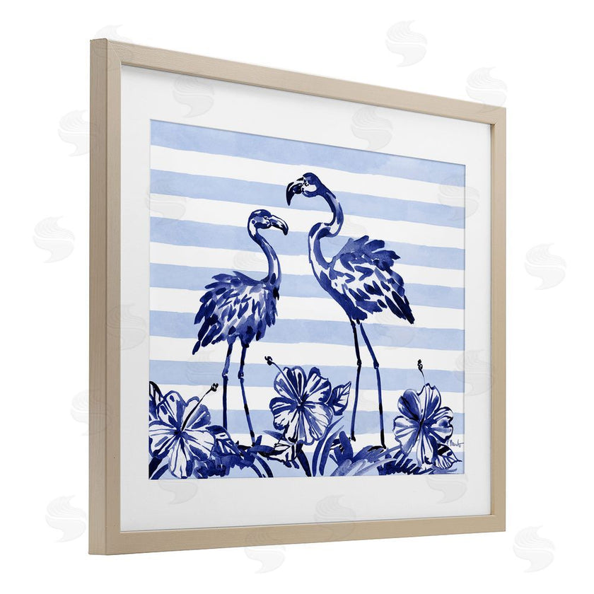 Paul Brent | Indigo Flamingos over Stripes