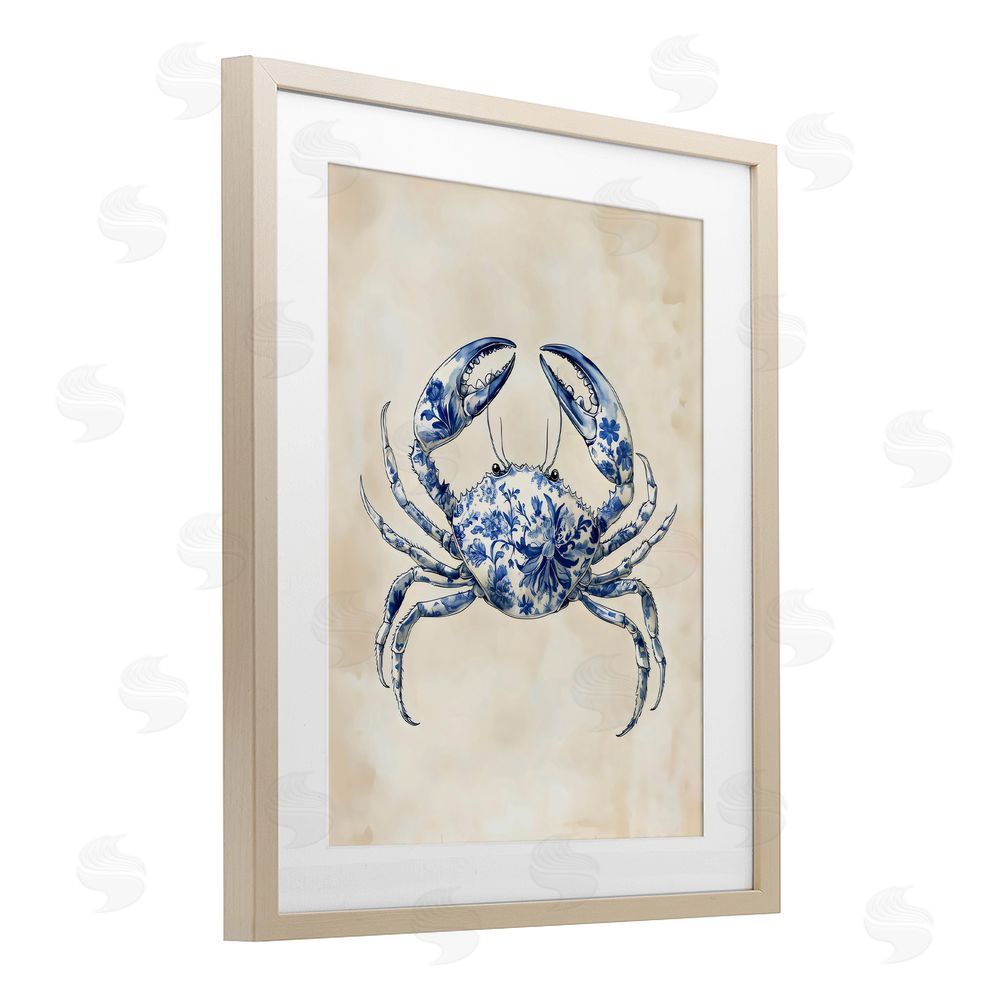 Arlington Prints Blue Floral Crab Birch Framed Print Under Glass Art