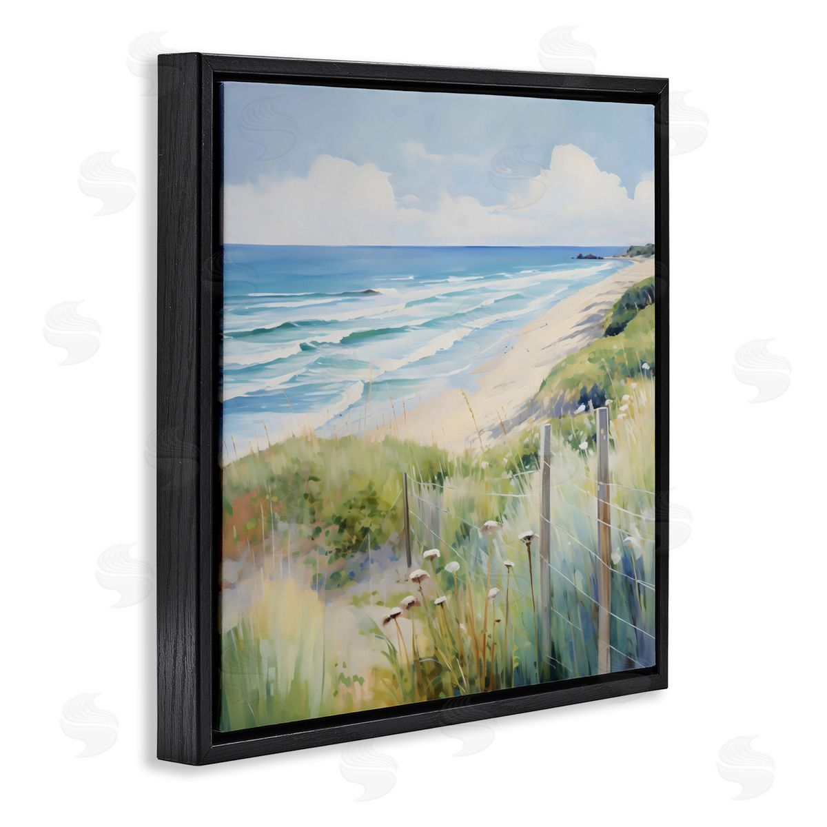 Creative Studio Along The Coast Scenic View Black Floating Frame Canvas Wall Art Print