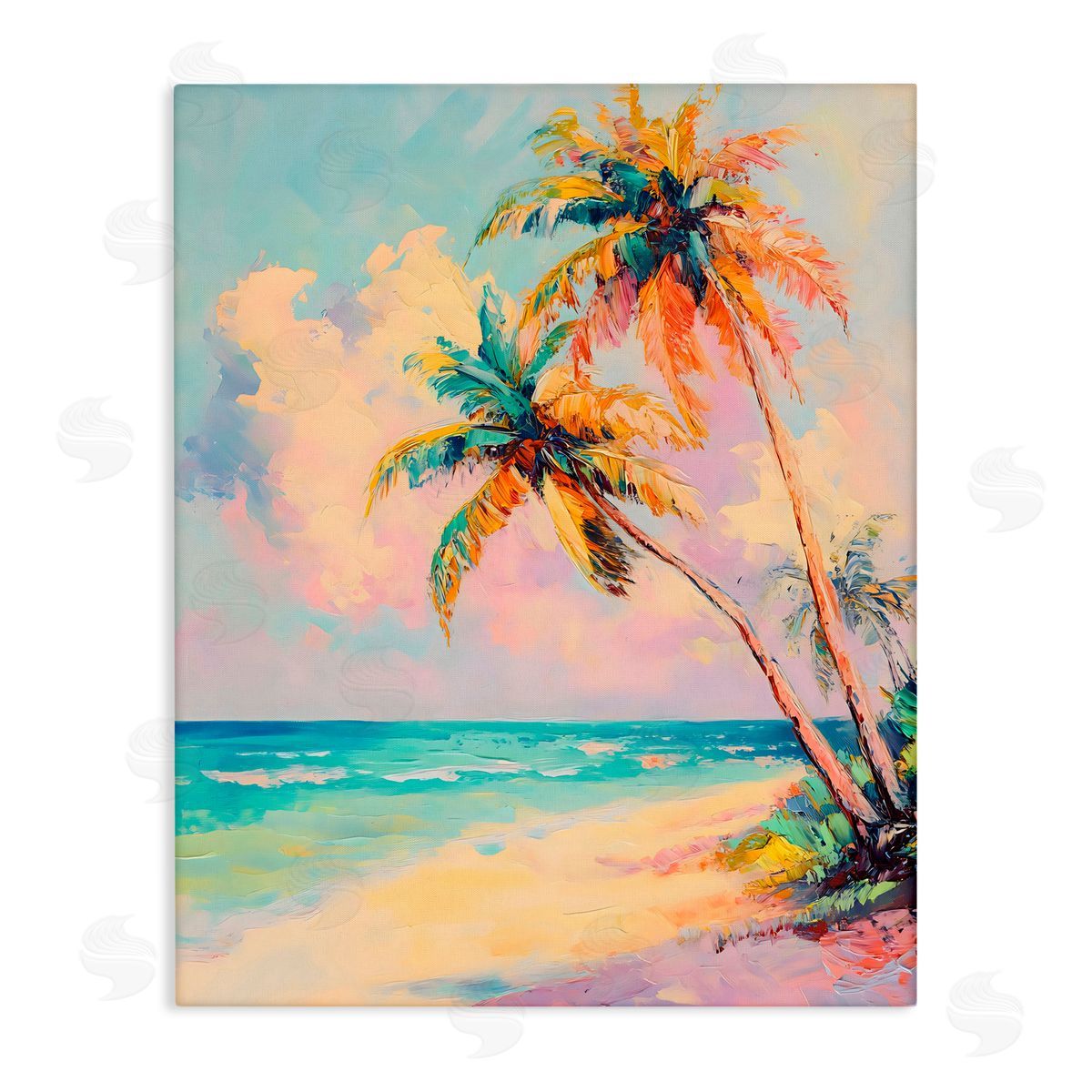 Creative Studio Colorful Coastal Scene Canvas Wall Art Print