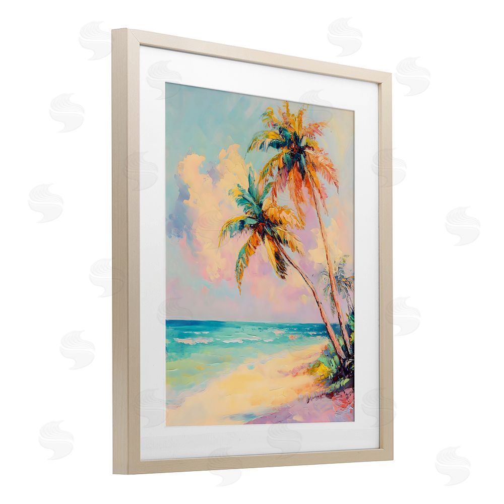 Creative Studio Colorful Coastal Scene Birch Framed Print Under Glass Art