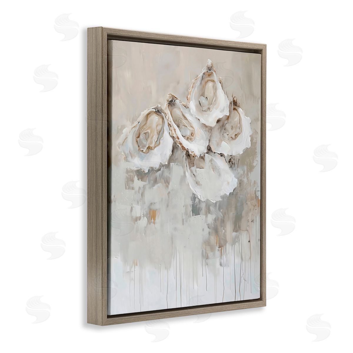 Creative Studio Shucked Oyster Shells Brown Floating Frame Canvas Art Print