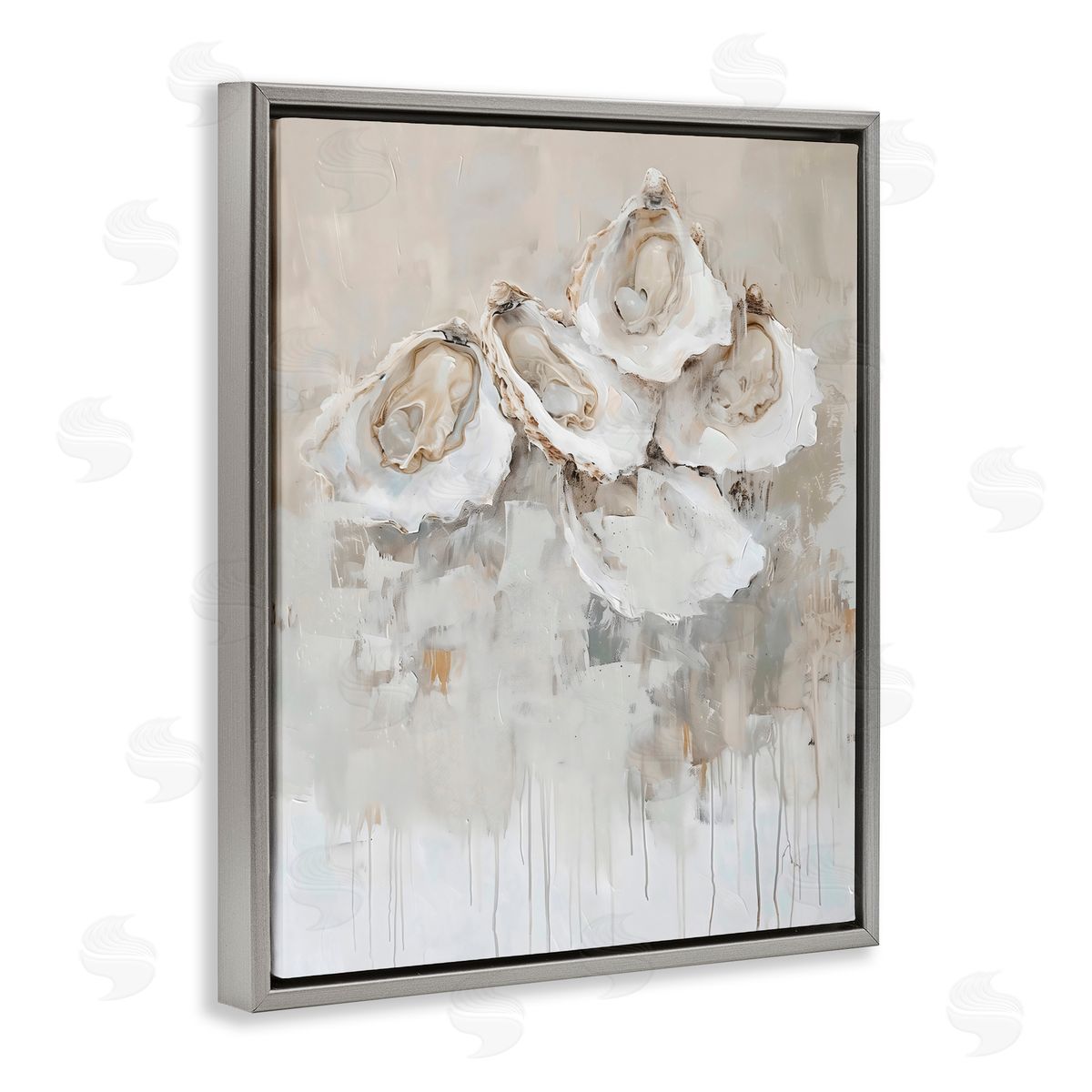 Creative Studio Shucked Oyster Shells Gray Floating Frame Canvas Art Print