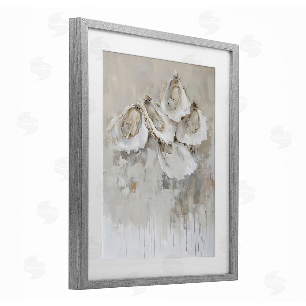Creative Studio Shucked Oyster Shells Gray Framed Print Under Glass Art