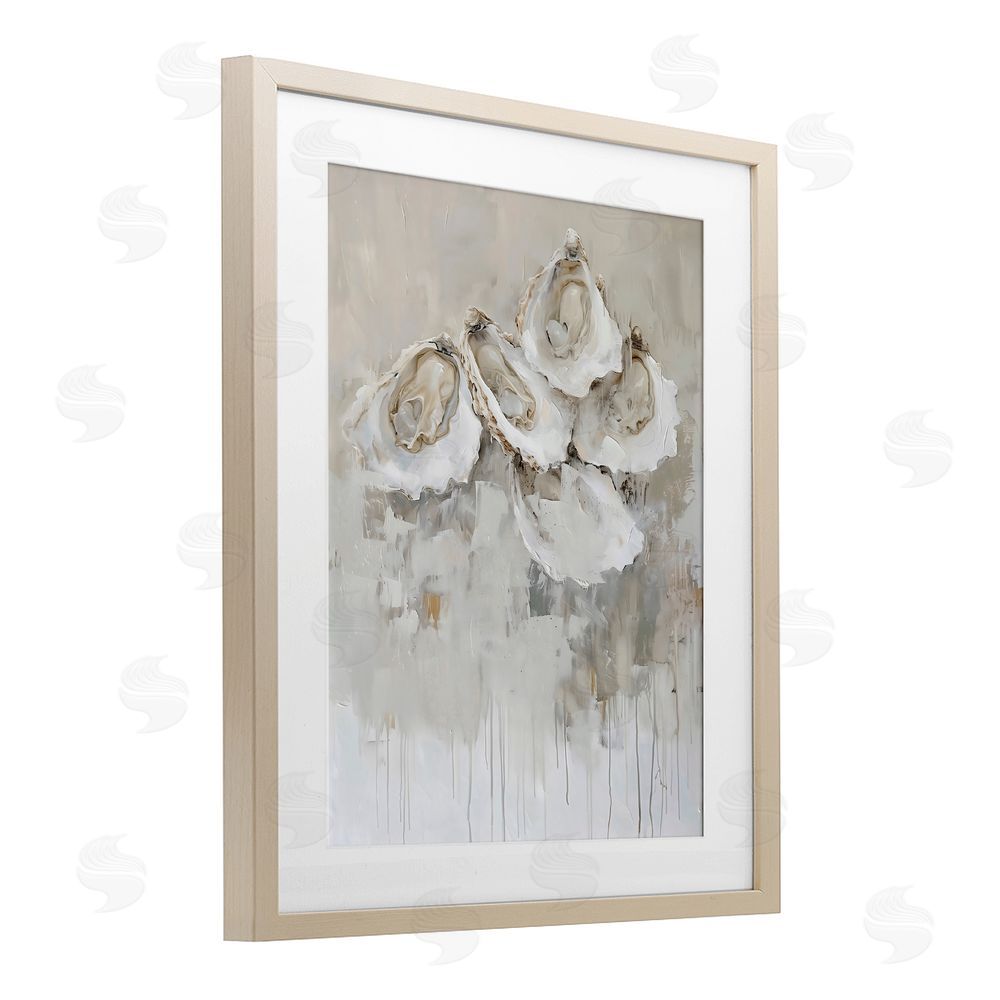 Creative Studio Shucked Oyster Shells Birch Framed Print Under Glass Art