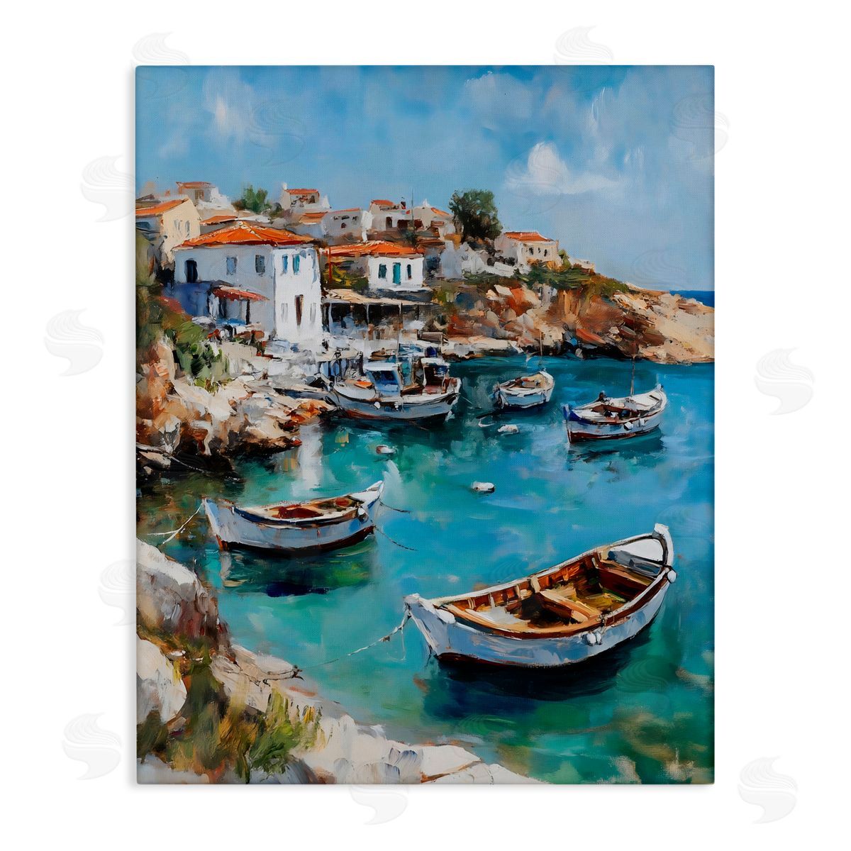 Franklyn Gregory Italian Village Boats Canvas Wall Art Print