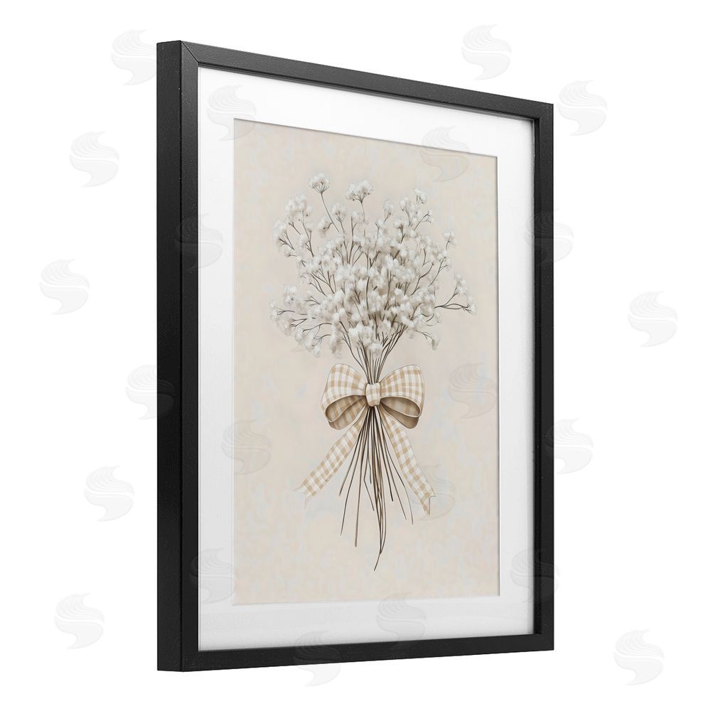 Arlington Prints Farmhouse Baby's Breath Black Framed Print Under Glass Art