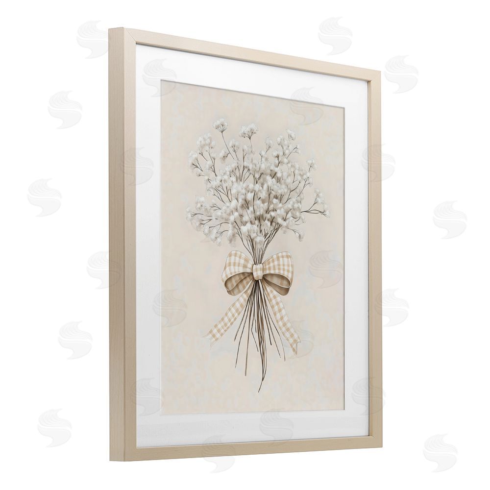 Arlington Prints Farmhouse Baby's Breath Birch Framed Print Under Glass Art