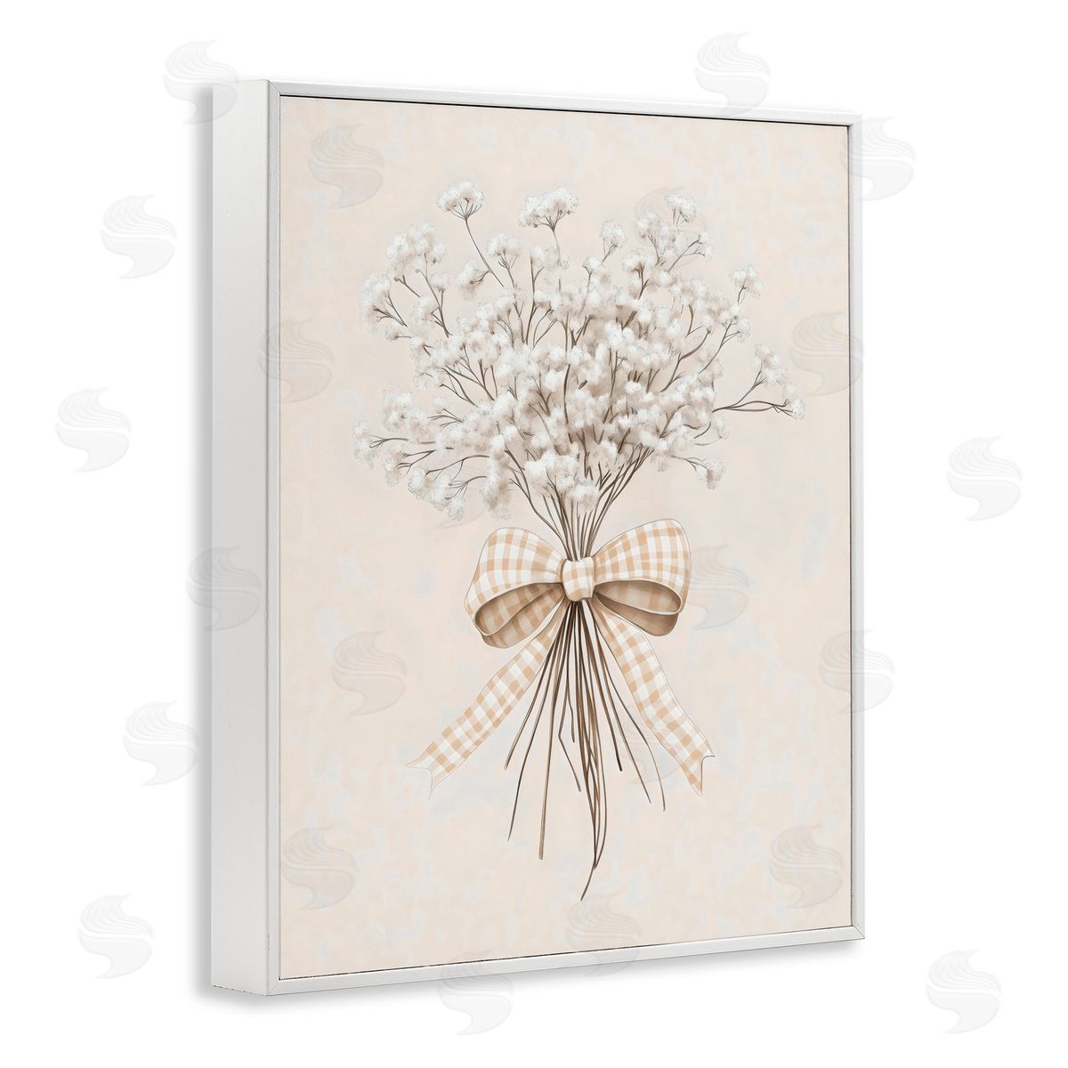 Arlington Prints Farmhouse Baby's Breath White Frame Giclee Art Print