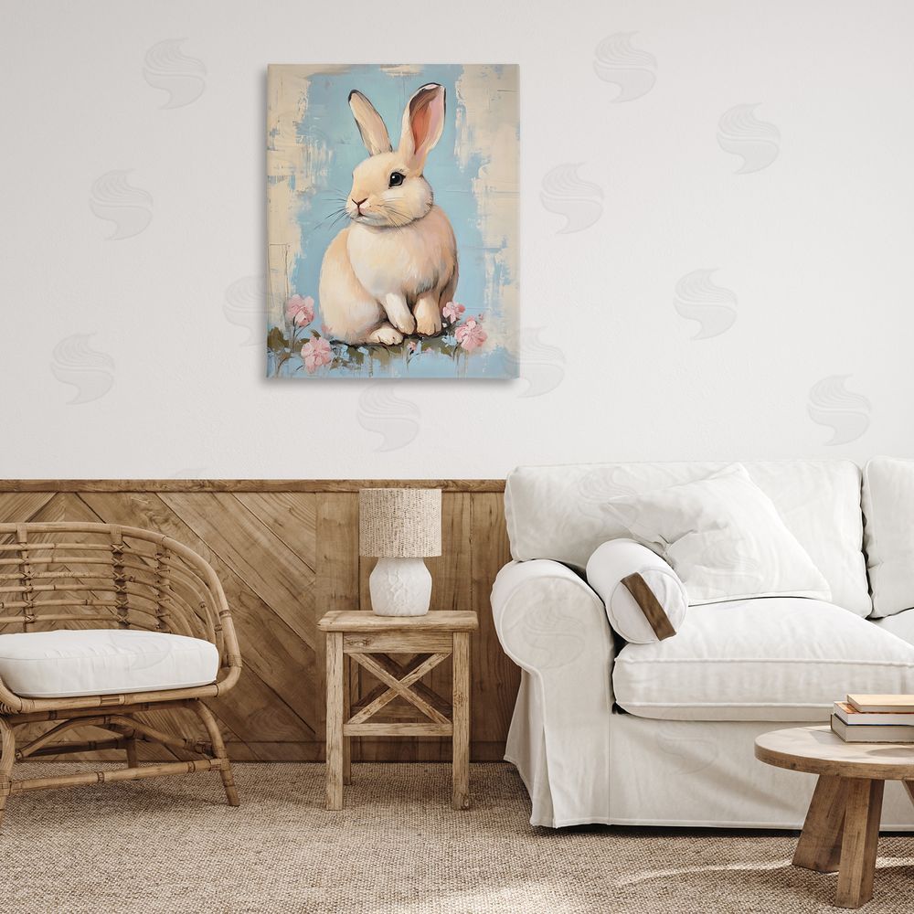 Arlington Prints Pastel Distressed Easter Bunny Printed Wall Art in Room