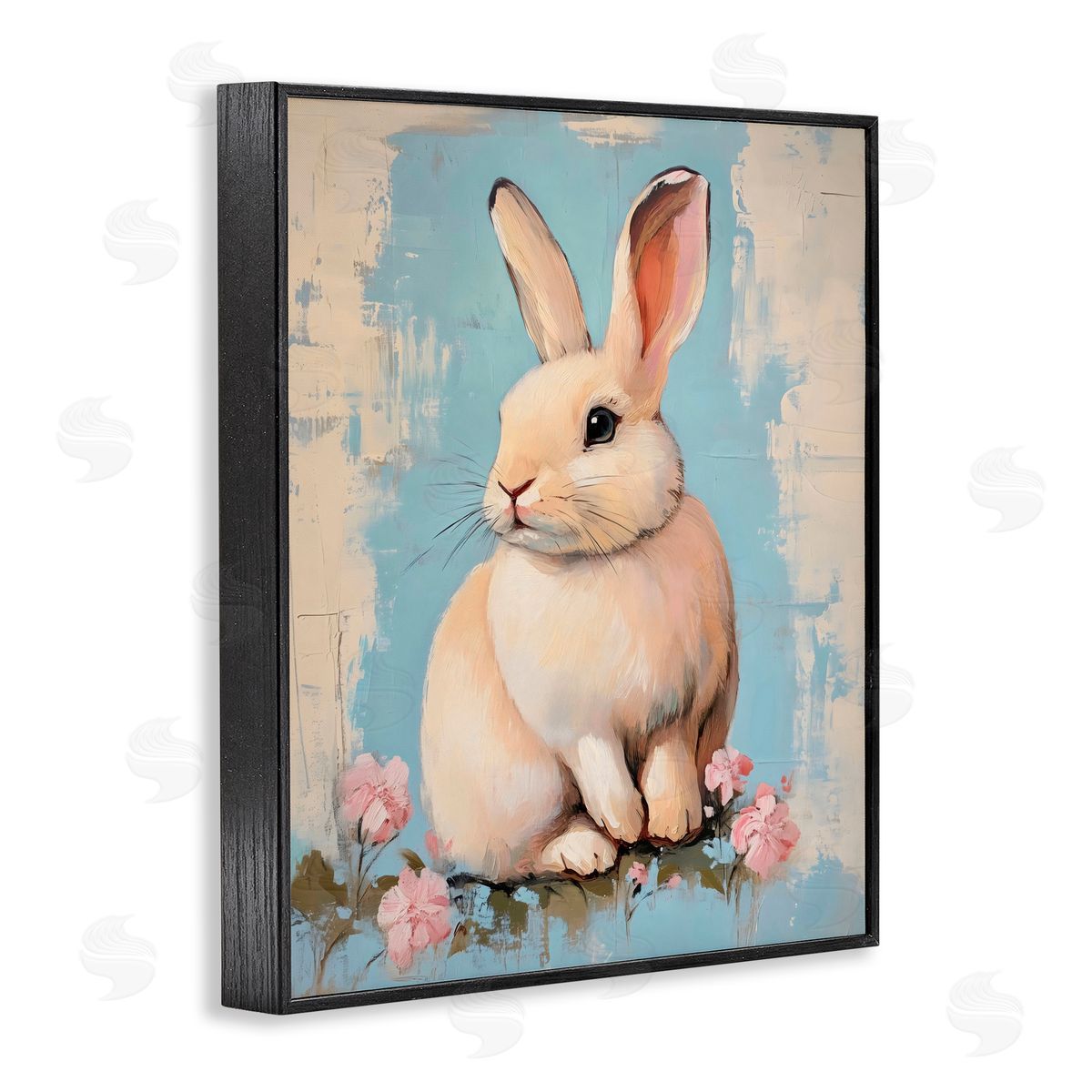 Arlington Prints Pastel Distressed Easter Bunny Black Framed Giclee Art Print