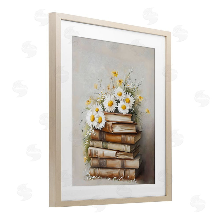 Arlington Prints | Book Stack with Daisies