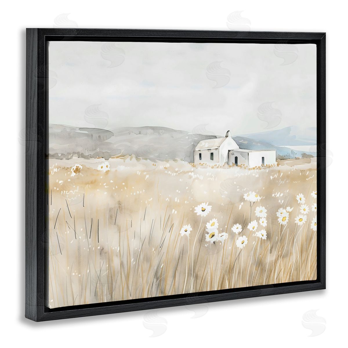 Creative Studio Rustic Landscape Pasture Black Floating Frame Canvas Wall Art Print