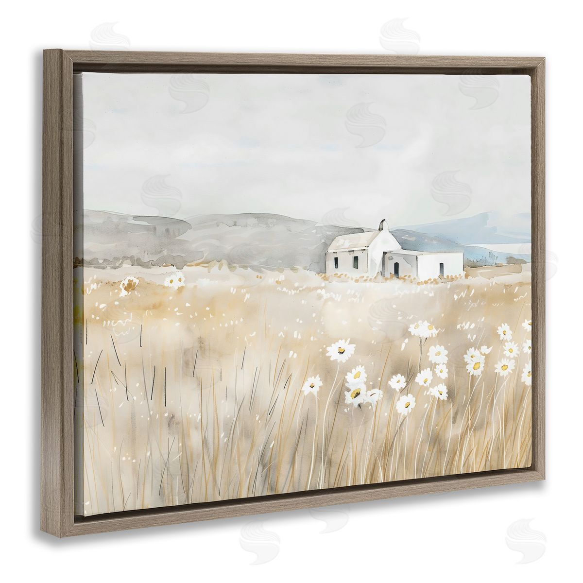 Creative Studio Rustic Landscape Pasture Brown Floating Frame Canvas Art Print