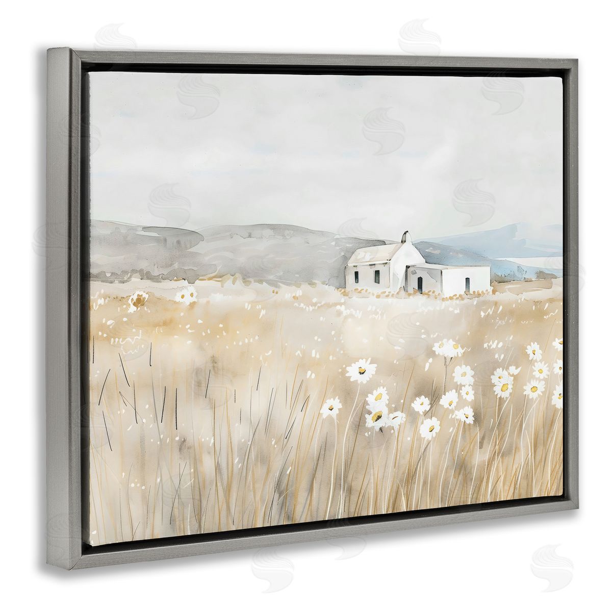 Creative Studio Rustic Landscape Pasture Gray Floating Frame Canvas Art Print