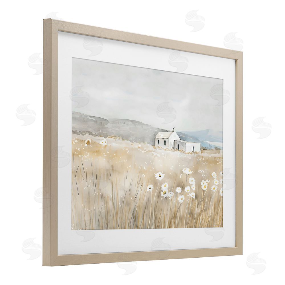 Creative Studio Rustic Landscape Pasture Birch Framed Print Under Glass Art