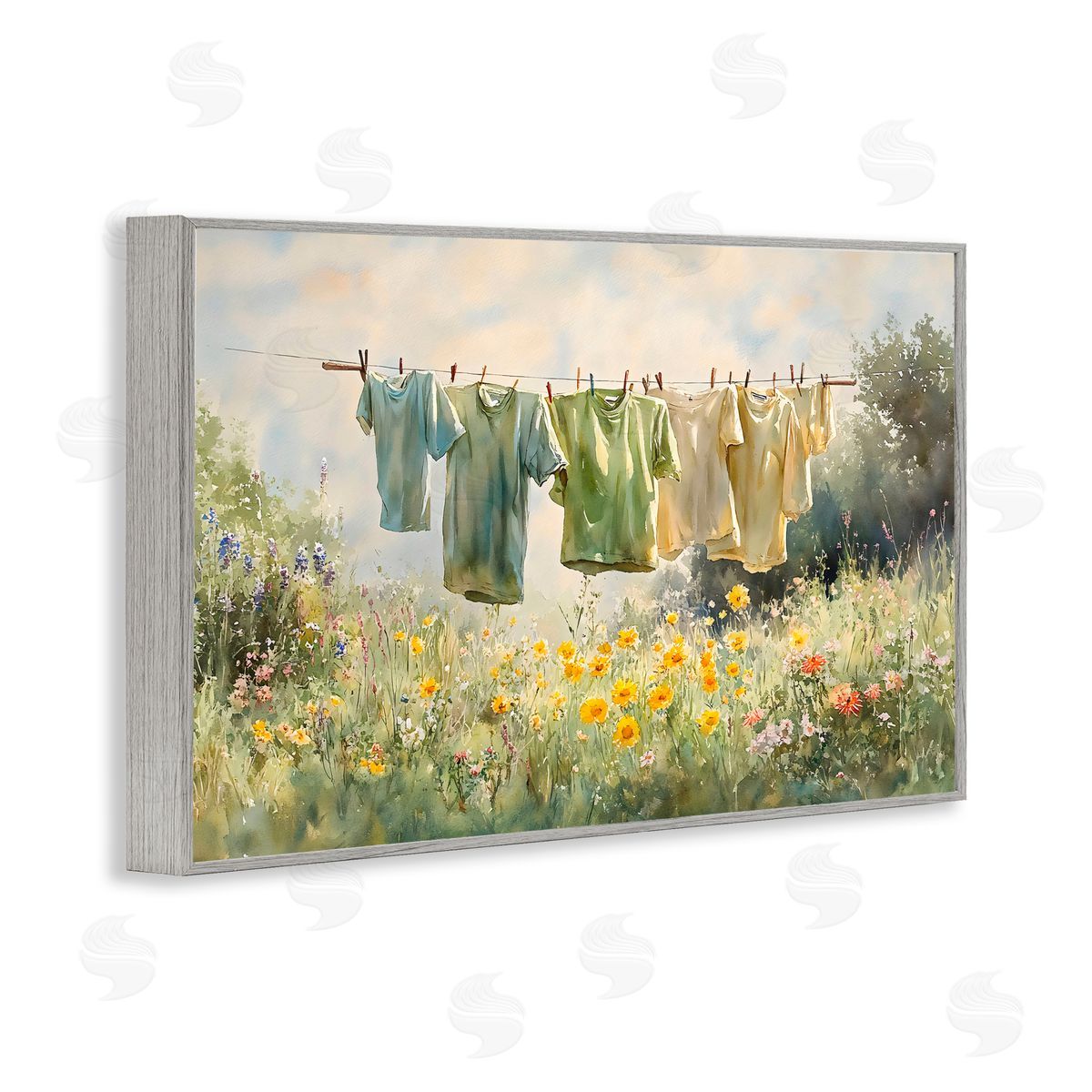 Creative Studio Wildflower & Backyard Laundry Gray Framed Giclee Art Print