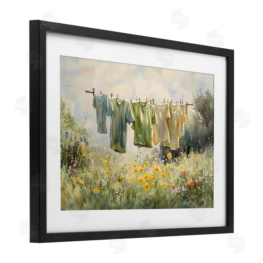 Creative Studio Wildflower & Backyard Laundry Black Framed Print Under Glass Art