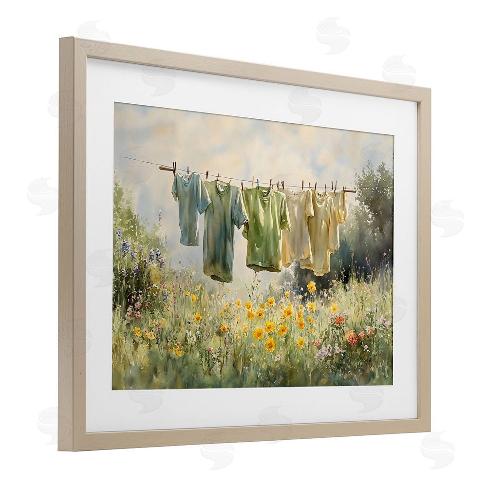 Creative Studio Wildflower & Backyard Laundry Birch Framed Print Under Glass Art
