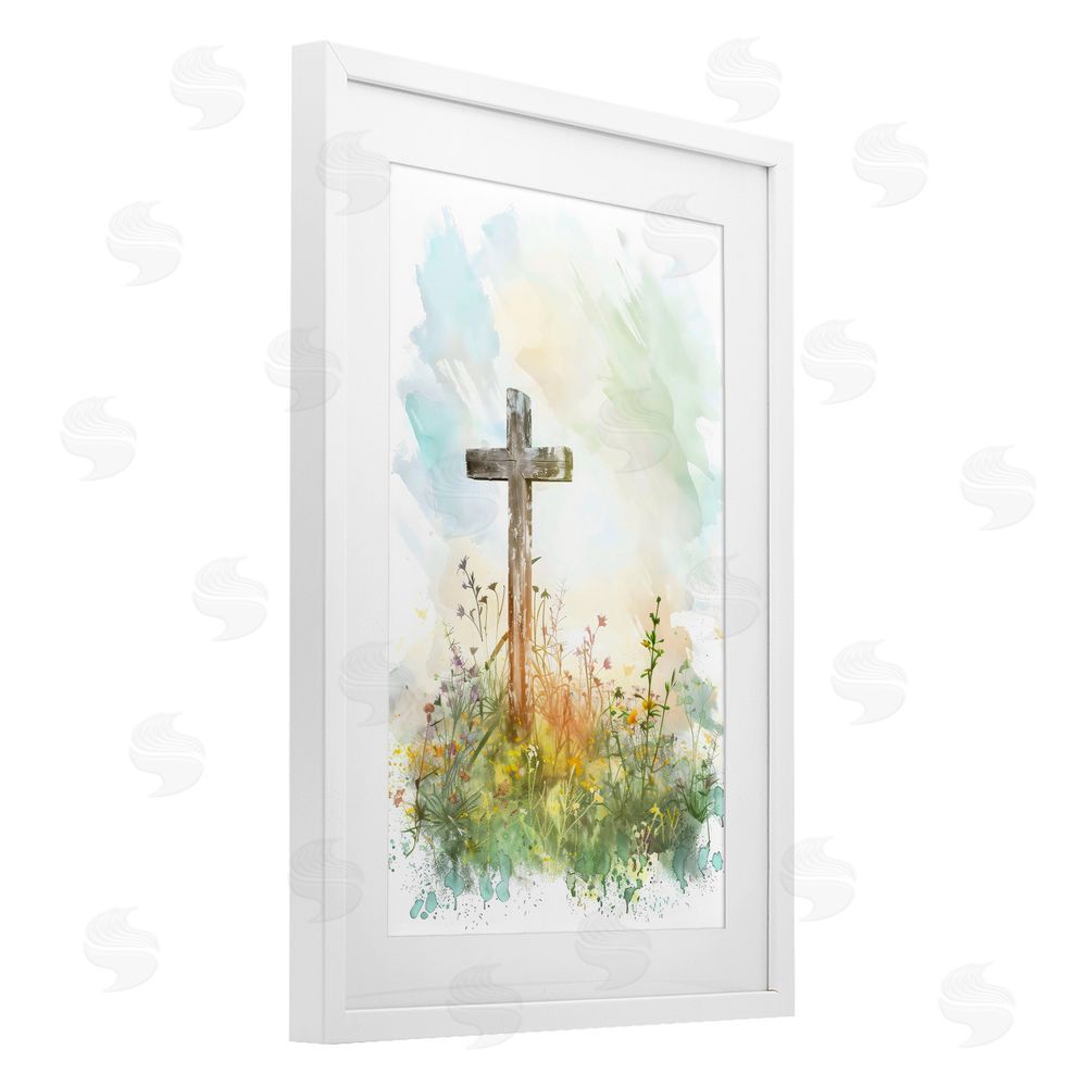Creative Studio Sunlit Faith And Flowers White Framed Print Under Glass Art