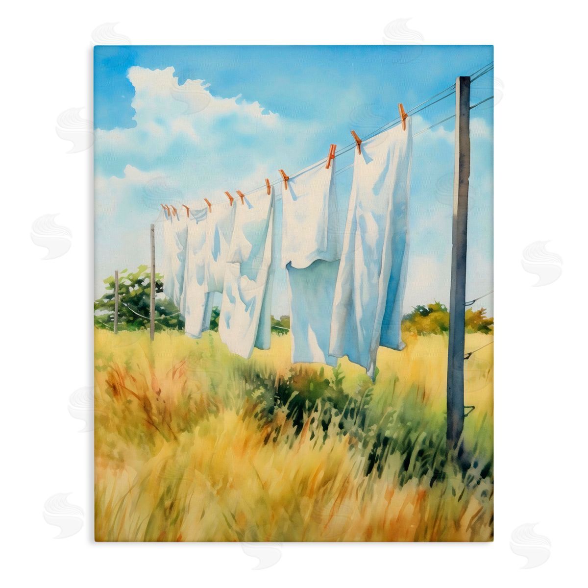 Creative Studio Clothing Line in Windy Meadow Canvas Wall Art Print