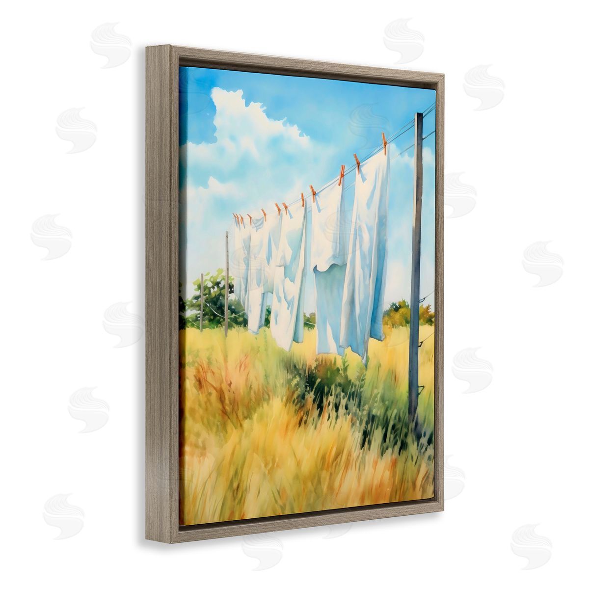 Creative Studio Clothing Line in Windy Meadow Brown Floating Frame Canvas Art Print