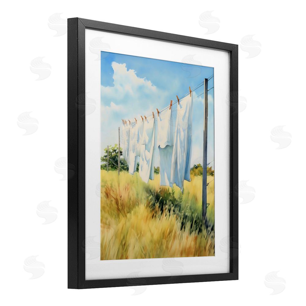 Creative Studio Clothing Line in Windy Meadow Black Framed Print Under Glass Art