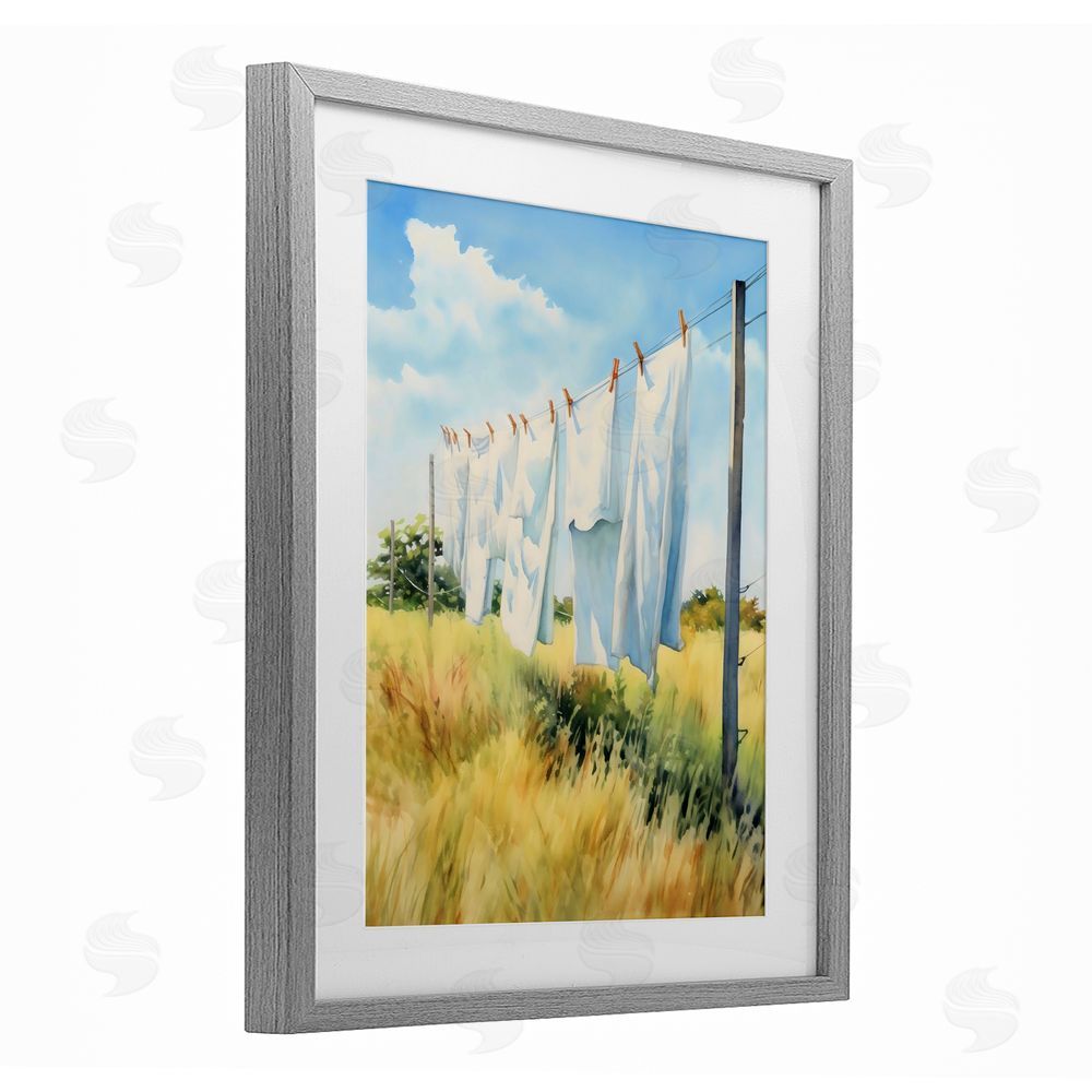 Creative Studio Clothing Line in Windy Meadow Gray Framed Print Under Glass Art