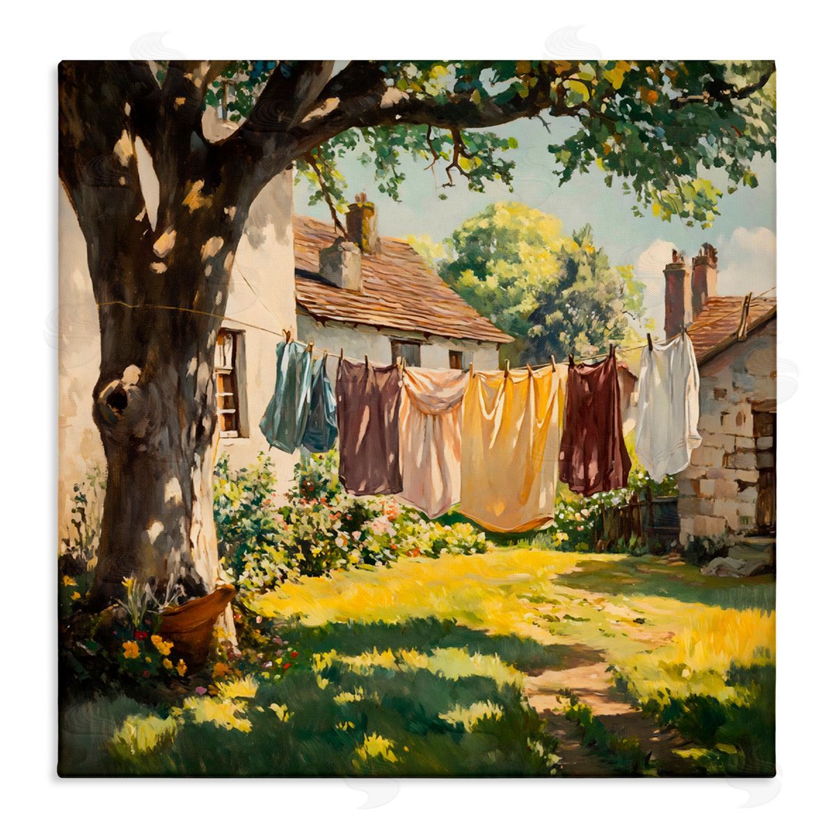 Creative Studio Country Clothes Line Yard Canvas Wall Art Print